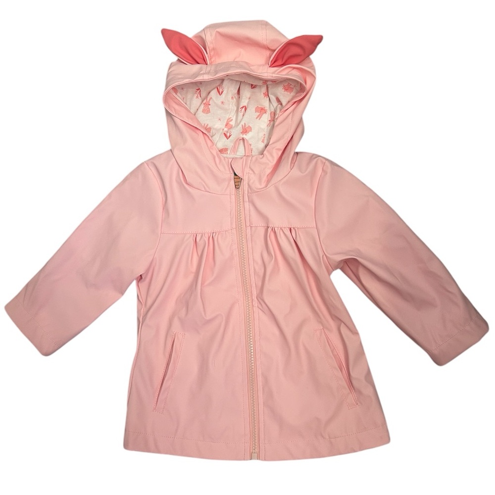 Cat & Jack Pink Raincoat Bunny Ears Carrot Zipper Size 18 Months